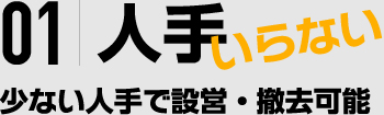 01|人手いらない 少ない人数で設営・撤去可能